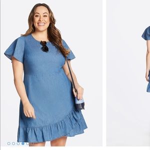 Draper James Chambray Ruffle Dress